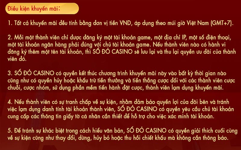 ĐIiều kiện nhận khuyến mãi